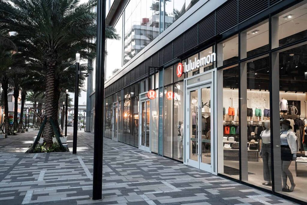 lululemon storefront windows exterior at Miami Worldcenter