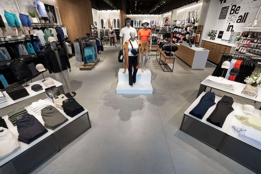lululemon store interior clothing displays