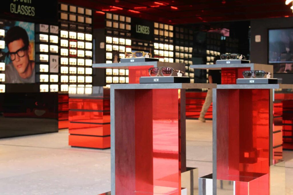 Ray-Ban store interior with displays of sunglasses and eyewear
