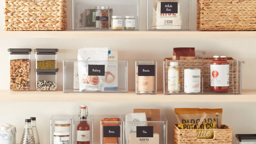 Shelves of various containers on display at The Container Store