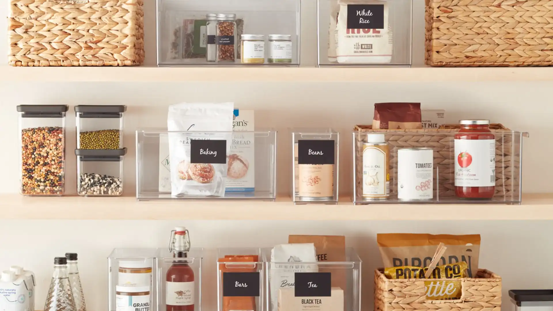 Shelves of various containers on display at The Container Store