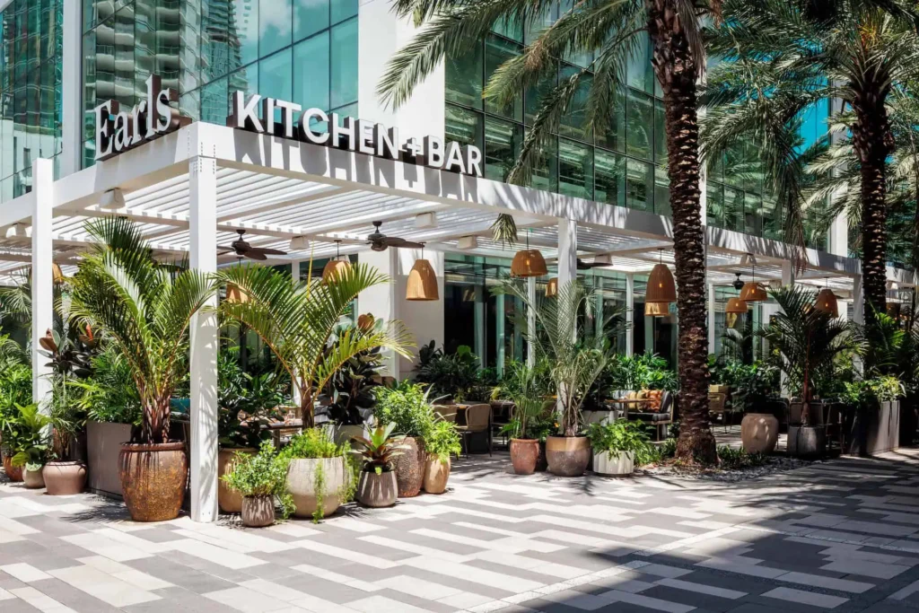 Earls Kitchen + Bar covered outdoor dining area