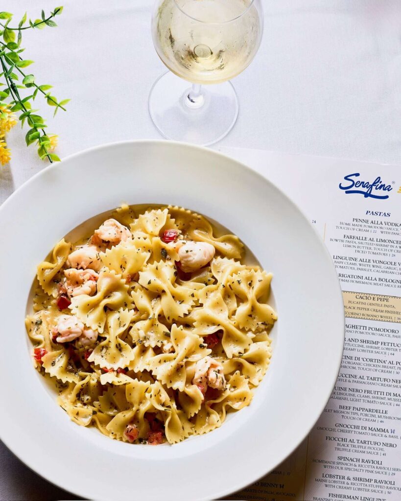 Dish of Farfalle al Limoncello pasta at Serafina