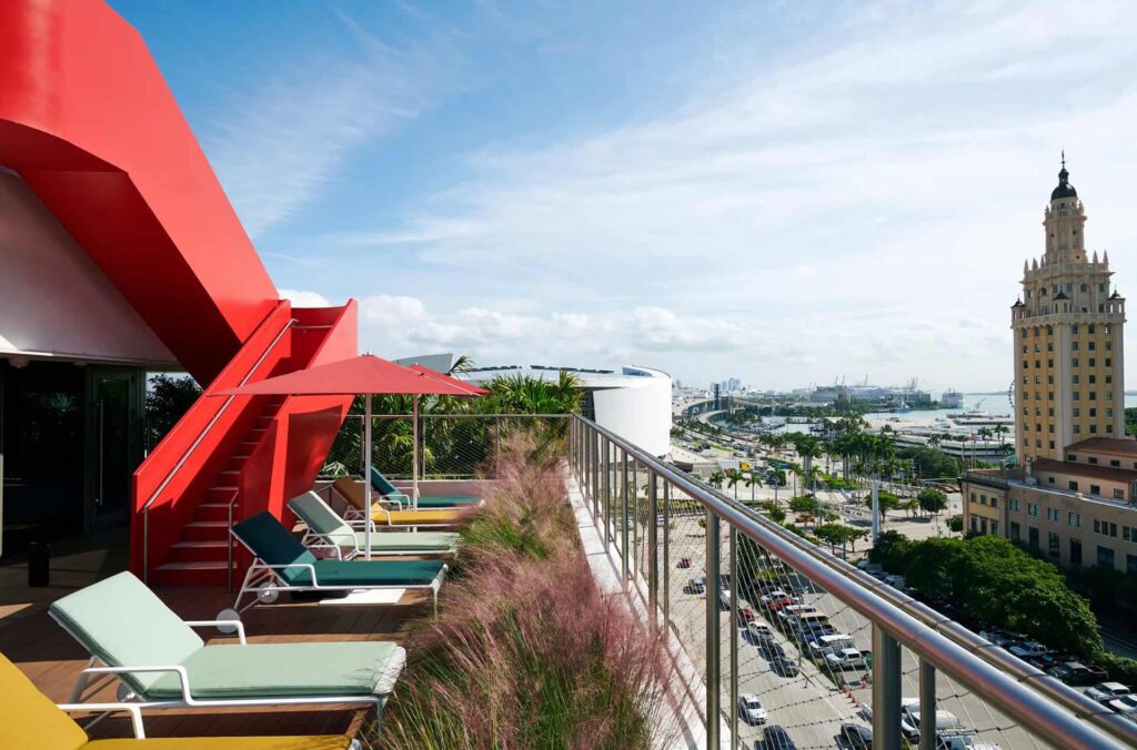 Rooftop outdoor terrace at citizenM Miami Worldcenter