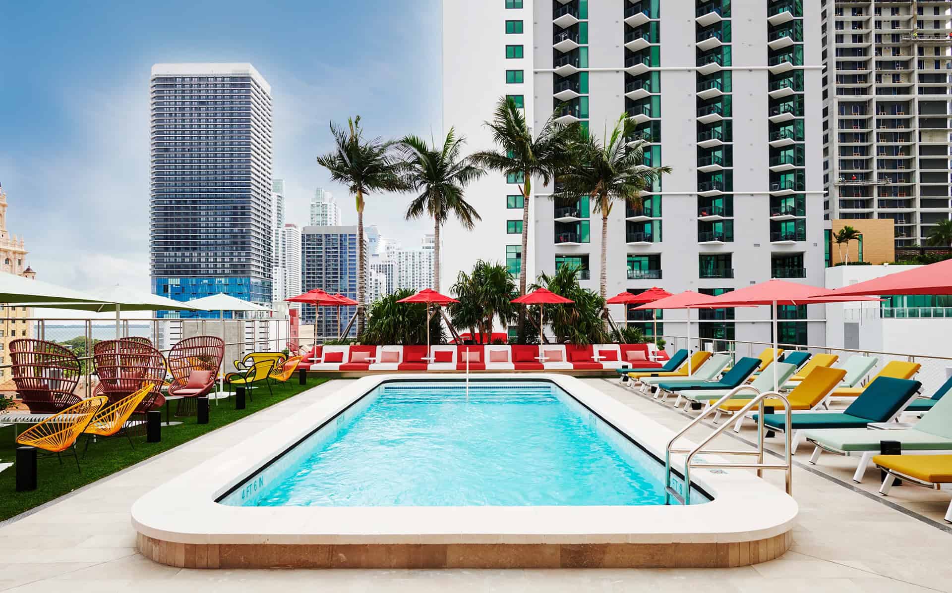 Rooftop deck with pool at citizenM Miami Worldcenter