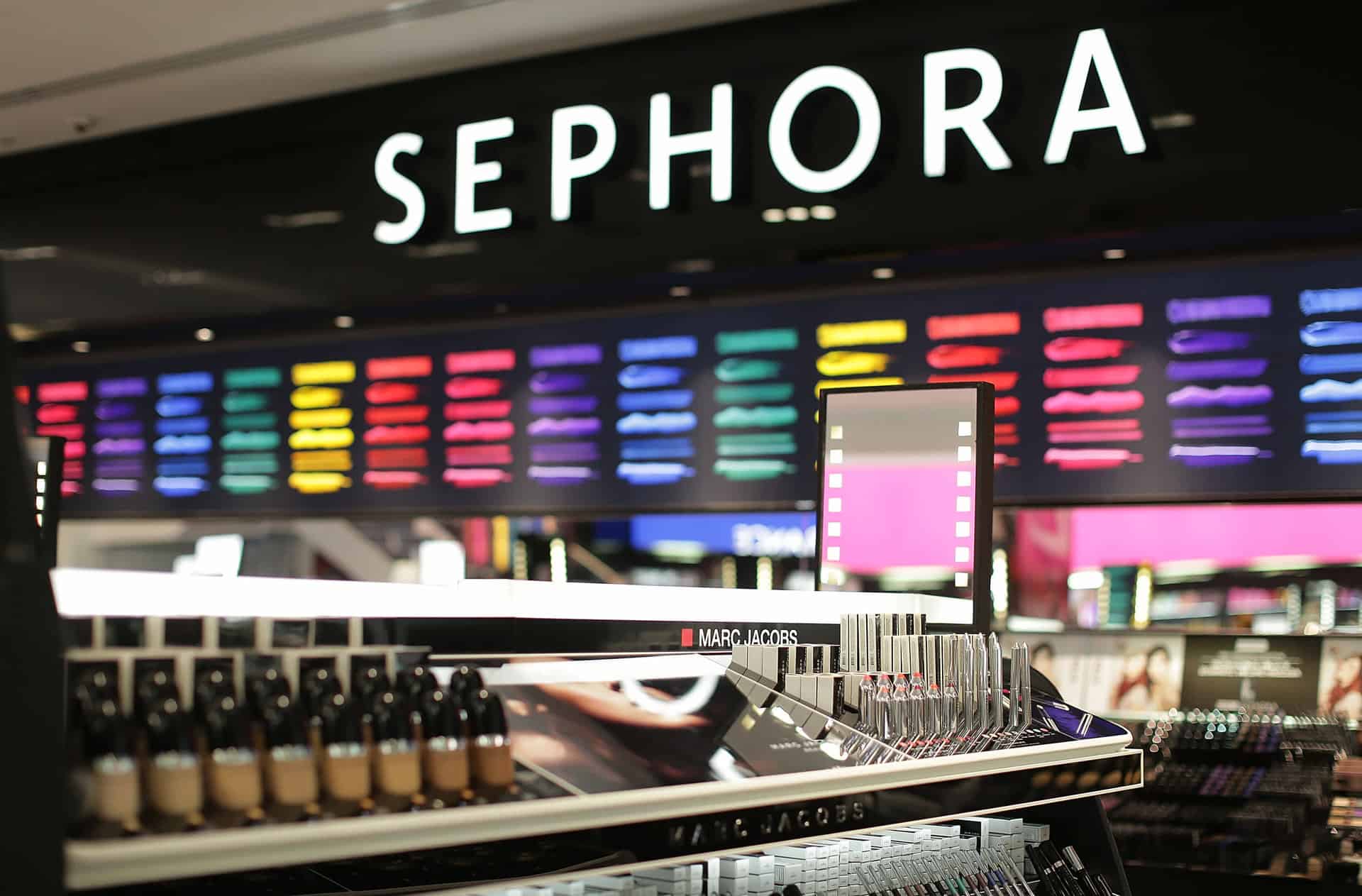 Sephora beauty products on display in store