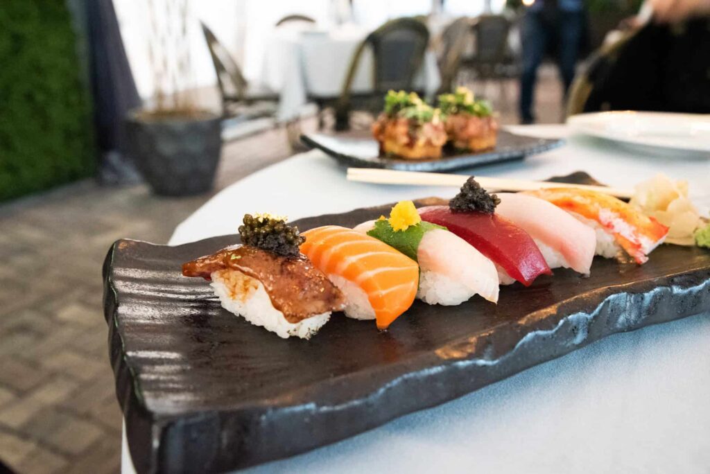 Assorted pieces of sushi from Maple & Ash