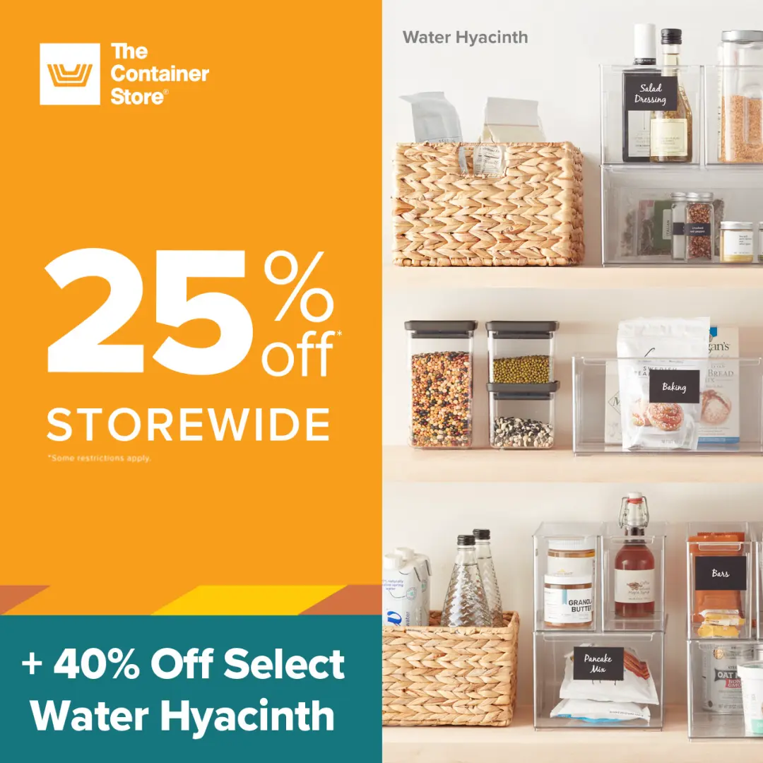 Stock Up & Save Storewide at The Container Store: 25% off storewide for a limited time