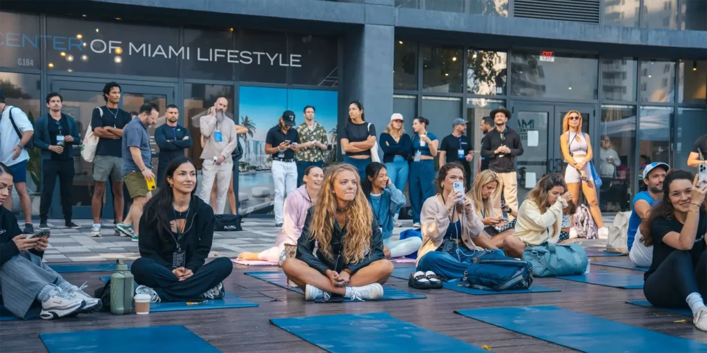 Betterness Fest participants with yoga mats
