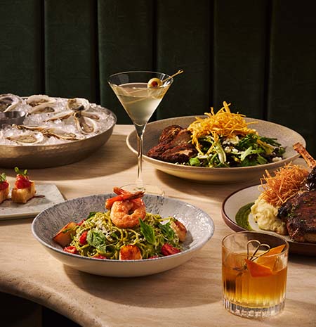 Various plated dishes from Earl's Kitchen & Bar spring menu