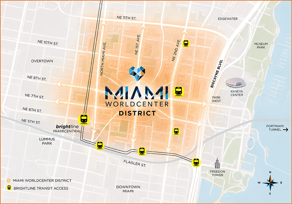Where Miami Worldcenter Is Located in Downtown Miami 1 Map of the Miami Worldcenter area in downtown Miami